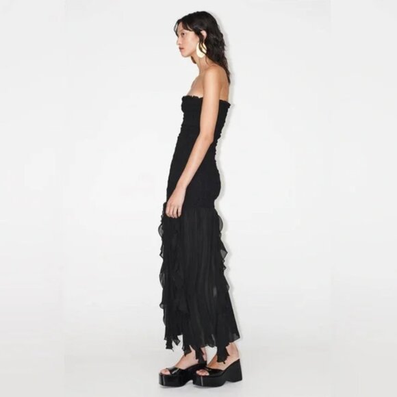 Zara Ruched Strapless Dress S - Picture 4 of 14